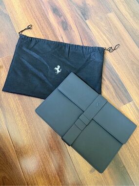 Ferrari Schedoni Leather Document Pouch Wallet Document Portfolio With Dust Bag